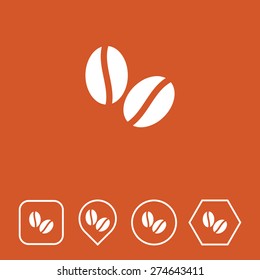 COFFEE BEANS Icon on Flat UI Colors with Different Shapes. Eps-10.