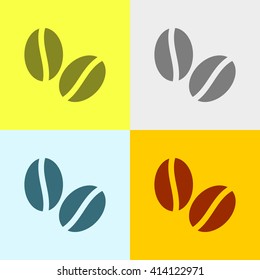 Coffee beans Icon on Four Different Backgrounds. Eps-10.