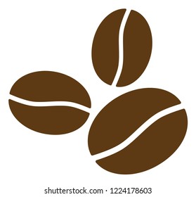 Coffee beans icon on a white background. Isolated coffee beans symbol with flat style.