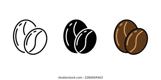 Coffee beans icon on white background. Coffee beans icon in line, flat, and color style. Morning coffee sign and symbol. Vector illustration