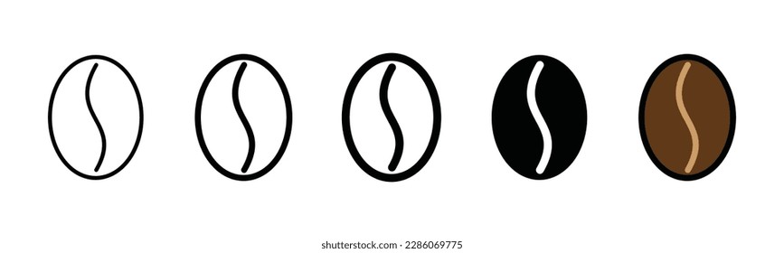 Coffee beans icon on white background. Coffee beans icon in line, flat, and color style. Morning coffee sign and symbol. Vector illustration