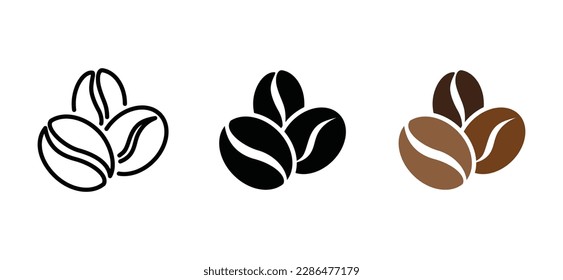 Coffee beans icon on white background. Coffee beans icon in line, flat, and color style. Morning coffee sign and symbol. Vector illustration