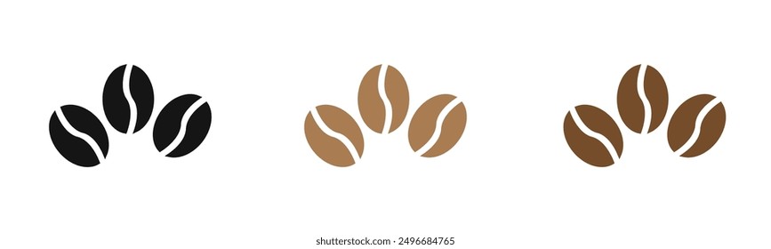 Coffee beans icon outline collection or set in black and white