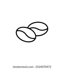 Icono de granos de café. Diseño de estilo de contorno aislado sobre fondo blanco