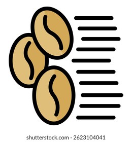 Coffee beans icon. Outline coffee beans vector icon color flat isolated