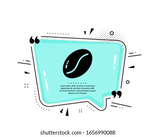  Icono de café. Burbuja del discurso de cita. Sabroso signo de semilla. Símbolo vegan de bebida. Marcas de cotización. Icono de habas de café clásicas. Vector