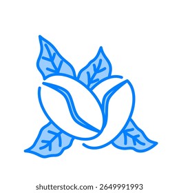 Ícone de grãos de café. café, grãos, assado, aroma, cafeína, orgânico, semente, expresso. Ilustração de ícone de vetor