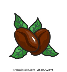 Ícone de grãos de café. café, grãos, assado, aroma, cafeína, orgânico, semente, expresso. Ilustração de ícone de vetor