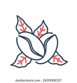 Ícone de grãos de café. café, grãos, assado, aroma, cafeína, orgânico, semente, expresso. Ilustração de ícone de vetor
