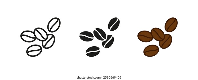 Coffee beans icon. Roasted organic vector illustration. Aromatic caffeine symbol. Espresso ingredient sign. Gourmet beverage concept. Fresh energy graphic.