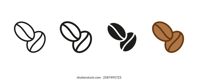 Coffee beans icon. Roasted seed symbol. Organic caffeine vector illustration. Espresso and gourmet aroma sign. Freshly brewed beverage pictogram. Agriculture and energy concept.