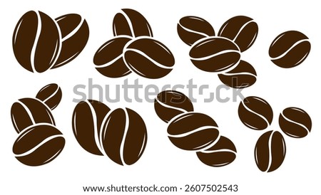 Coffee beans icon set. Coffee beans icon collection. Coffee beans illustration. Icon isolated on white background. Flat icon.