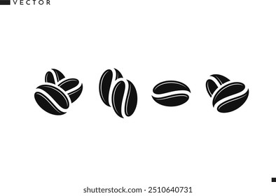 Coffee beans icon set. Isolated coffe beans on white background. Vector illustration EPS10. Roasted coffee sign. Vintage style icon