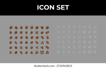 
Coffee beans icon set outline