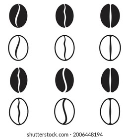 coffee beans icon set. vector illustration