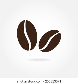 Coffee beans icon or sign isolated on white background. Vector illustration.