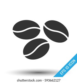 Coffee beans icon. Simple flat logo of coffee beans on white background. Vector illustration.