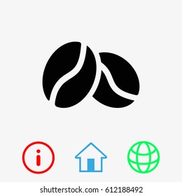  Coffee beans icon  stock vector illustration flat design