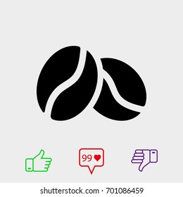  Coffee beans icon  stock vector illustration flat design