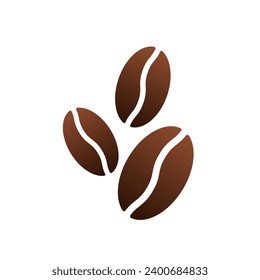 Kaffeebohnen-Ikone. Stilvolle braune Farbverlauf-Illustration auf weißem Hintergrund. Bestens für Polygraphie, Aufkleber, Web, Logo-Erstellung und Branding-Design.
