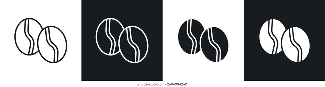 Coffee beans icon symbol collection on white background.