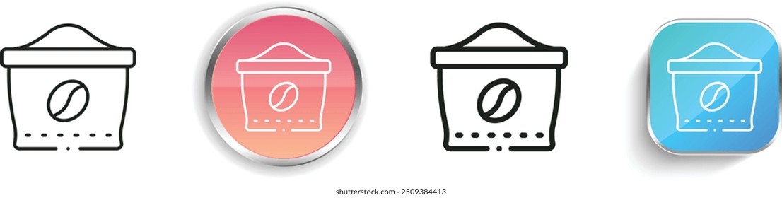 ícone de grãos de café. Design fino, linear, regular e estilo botão isolado no fundo branco