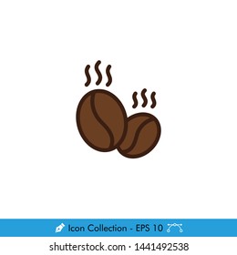 Coffee Beans Icon / Vector - In Color Design