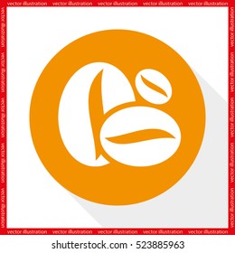Coffee beans icon vector EPS 10, abstract sign flat design,  illustration modern isolated badge for website or app - stock info graphics