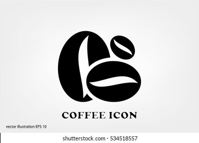 Coffee beans icon vector EPS 10, abstract sign flat design,  illustration modern isolated badge for website or app - stock info graphics.
