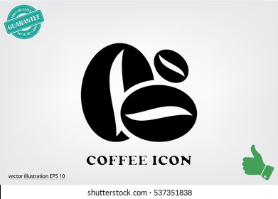 Coffee beans icon vector EPS 10, abstract sign flat design,  illustration modern isolated badge for website or app - stock info graphics