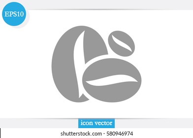 Coffee beans icon vector EPS 10, abstract sign flat design,  illustration modern isolated badge for website or app - stock info graphics.