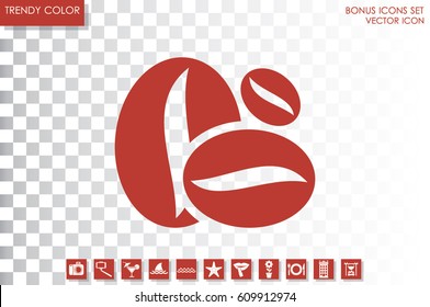 Coffee beans icon vector EPS 10, abstract sign flat design,  illustration modern isolated badge for website or app - stock info graphics