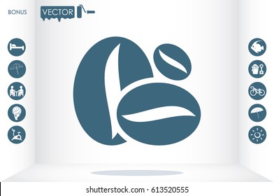 Coffee beans icon vector EPS 10, abstract sign flat design,  illustration modern isolated badge for website or app - stock info graphics