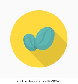 Coffee beans icon , Vector flat long shadow design. 