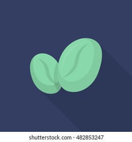 Coffee beans icon , Vector flat long shadow design.