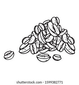 Coffee beans icon. Vector illustration of scattered coffee beans.