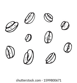 Coffee beans icon. Vector illustration of scattered coffee beans.