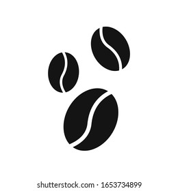 Coffee beans icon vector illustration. Coffee shop pictogram or logo with silhouette of the natural black coffee beans