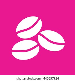 Coffee beans icon vector illustration. Pink background