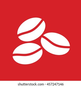 Coffee beans icon vector illustration. Red background