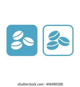 Coffee beans icon vector illustration. White and blue