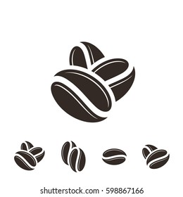 Coffee beans icon. Vector illustration EPS10. Isolated coffee beans on white background. Hot drink sign