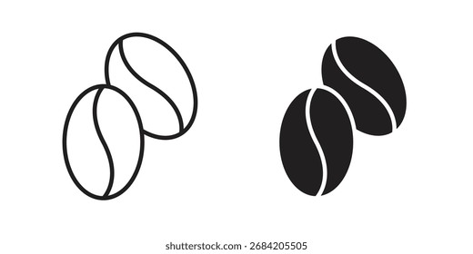 Icono de granos de café para Diseños web. Conjunto de iconos de contorno y Clipart