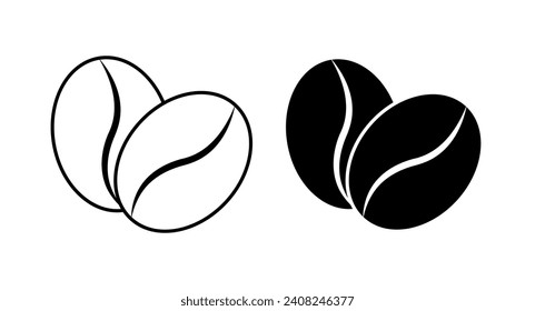 Coffee beans icons. Linear, double coffee beans, coffee beans icons. Vector icons