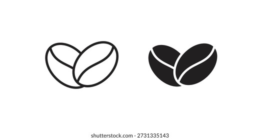 Iconos de granos de café sobre fondo blanco. Signo de Vector de línea, símbolo para Web y móvil