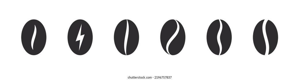 Coffee beans icons. Coffee beans in various shapes. Vector illustration