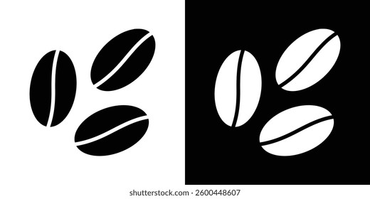 Coffee beans icons vectors set in solid style.