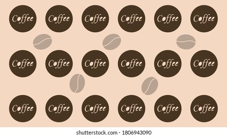 Coffee beans and inscription on a light background