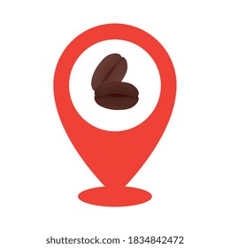 coffee beans inside gps mark design of drink caffeine breakfast and beverage theme Vector illustration