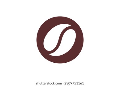 Coffee Beans Inside Round Logo Design Vector Sign 